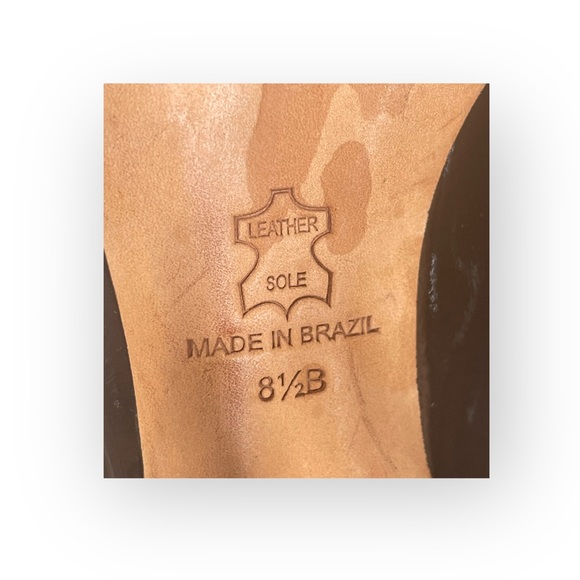 BCBG MaxAzria Shiny Patent Leather + Satin Pumps Carved Heel Cocoa 8.5M - Picture 14 of 17